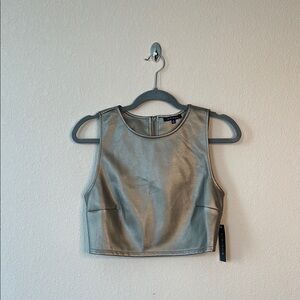 Metallic Silver Crop Top